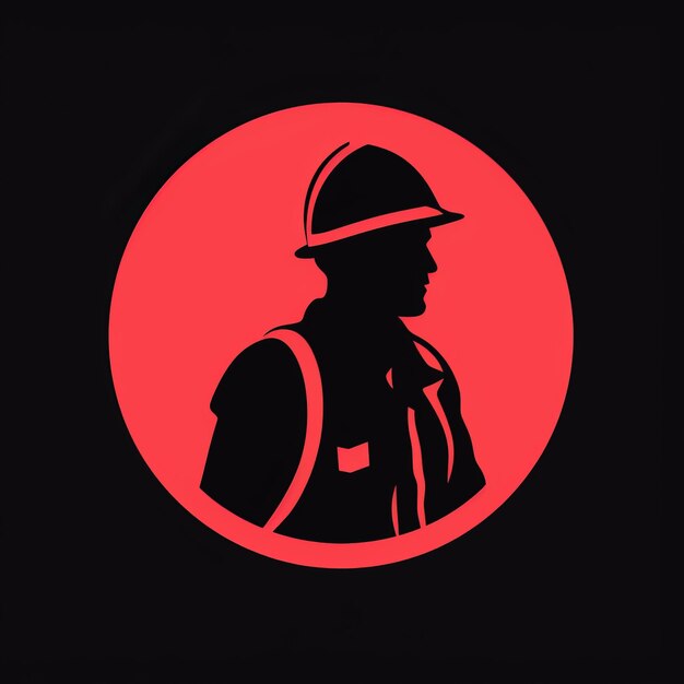 Icône de pompier minimaliste dans le style noir avec une iconographie féministe