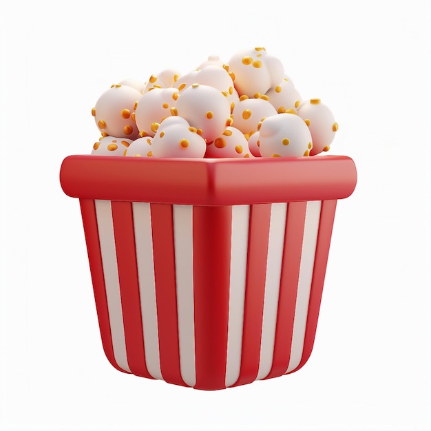 icône de pop-corn simple rendu 3D d'arrière-plan blanc IA générative