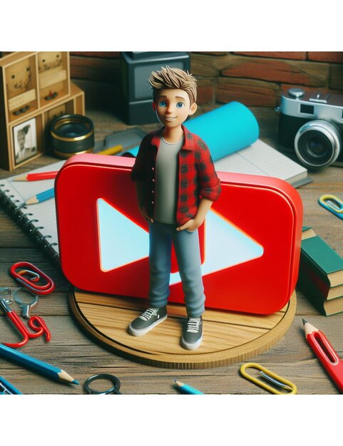 Photo une icône pop-up youtube en 3d