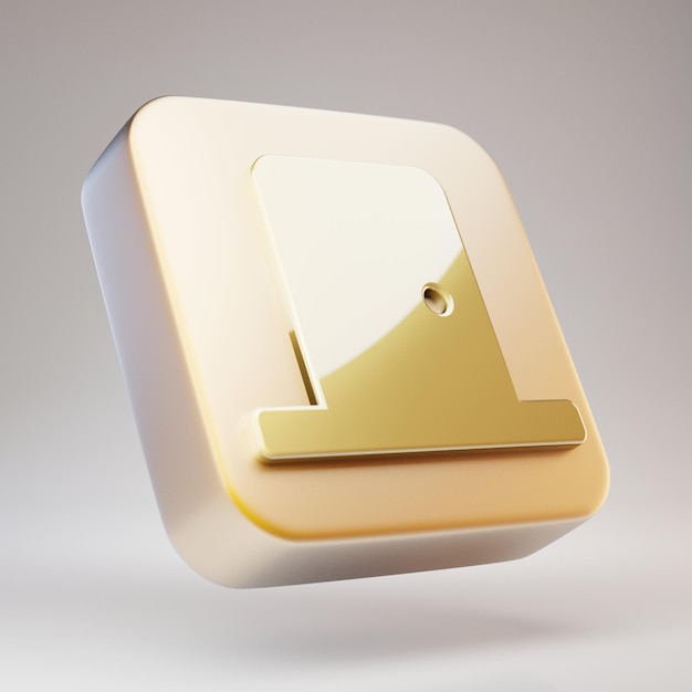 Icône de porte fermée. Symbole de porte fermée d'or sur la plaque d'or mat. Icône de médias sociaux en rendu 3D.