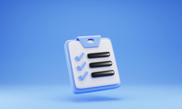 icône de presse-papiers bleu rendu 3d isolé sur fond bleu