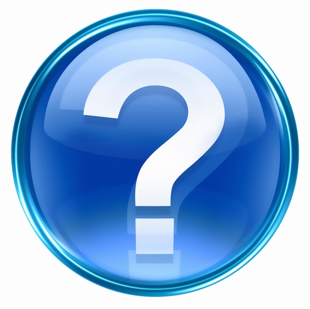 icône de question bleue isolée sur blanc