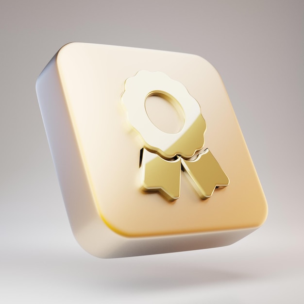 Icône de récompense. Symbole du Golden Award sur plaque en or mat. Icône de médias sociaux en rendu 3D.