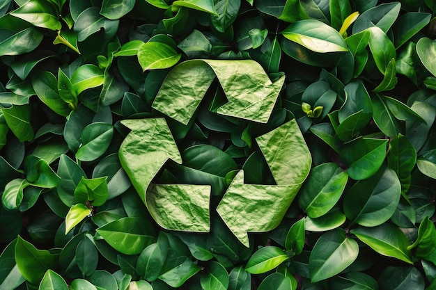 Icône de recyclage faite de feuilles vertes