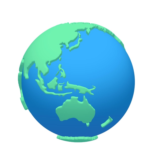 Icône de rendu 3D de la planète Terre sur fond blanc