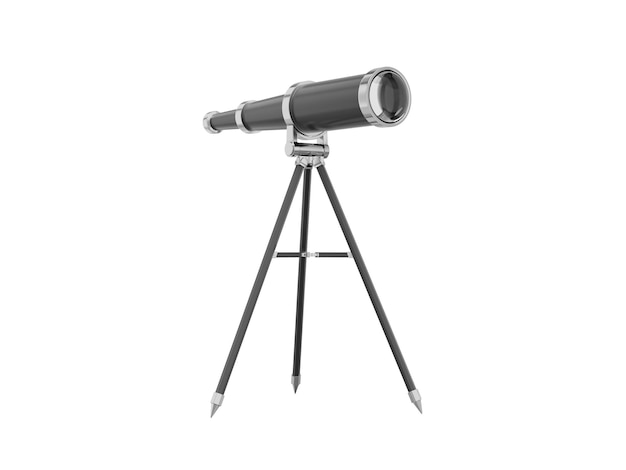 Icône de rendu 3d télescope noir réaliste sur fond blanc