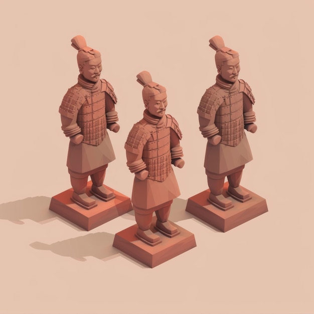 Photo icône d'un rendu isométrique 3d de terra cotta warriors