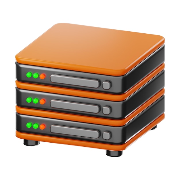 Icône de stockage de base de données de serveur cloud premium rendu 3d sur fond isolé