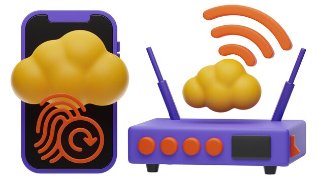 L'icône de la technologie Cloud rendu 3d sur fond isolé
