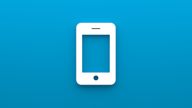 Photo icône de téléphone minimaliste rendu 3d d'une icône plate sur un fond bleu