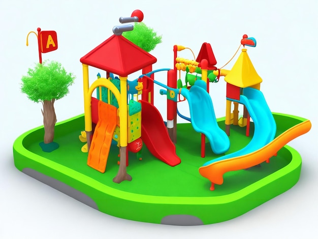 Icône de terrain de jeu pour enfants de maternelle générée par l'IA en 3D