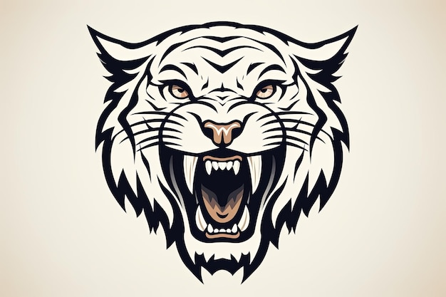 L'icône de la tête de tigre rugissante, l'illustration du clip et le concept du logo de la mascotte de l'e-sport