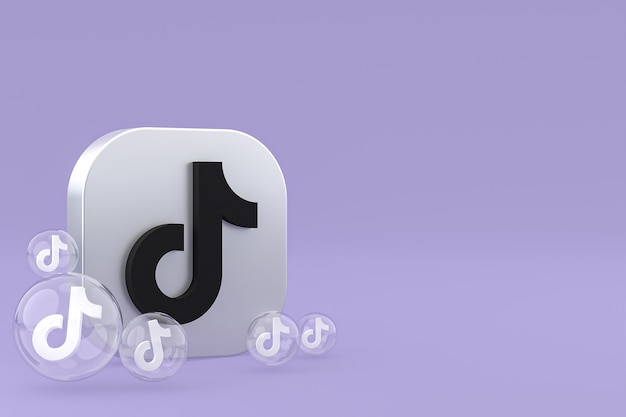 Icône Tiktok sur écran smartphone ou téléphone mobile rendu 3d sur fond violet