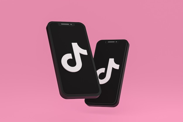 Icône Tiktok sur écran smartphone ou téléphone mobile rendu 3d