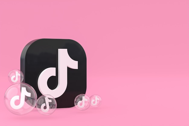 Icône Tiktok sur le rendu 3d du smartphone ou du téléphone portable à l'écran