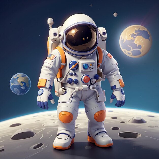 Photo l'icône vectorielle de l'astronaute mignon paix sur la lune avec une fusée illustration science technologie icon concept isolé premium stvector cartoon plat yle