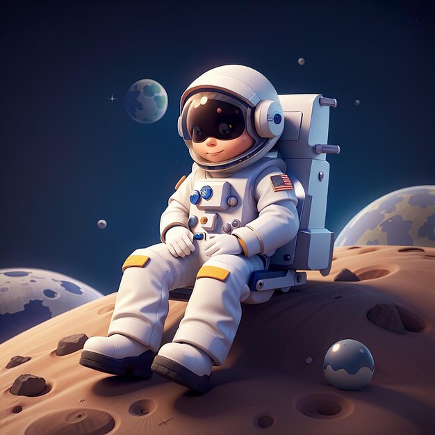 L'icône vectorielle de dessin animé de l'astronaute mignon qui dort sur la lune Illustration des gens Science Icon de l'espace Concept isolé Premium Vector Flat Style de dessins animés