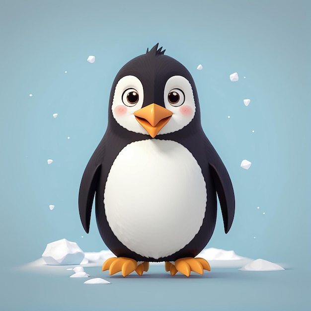Photo icône vectorielle de dessin animé debout de pingouin mignon illustration d'icône de nature animale concept isolé de style de dessin illustré plat vectoriel premium