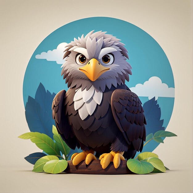 Icône vectorielle de dessin animé d'oiseau aigle mignon illustration d'icône de nature animale concept de vecteur premium isolé