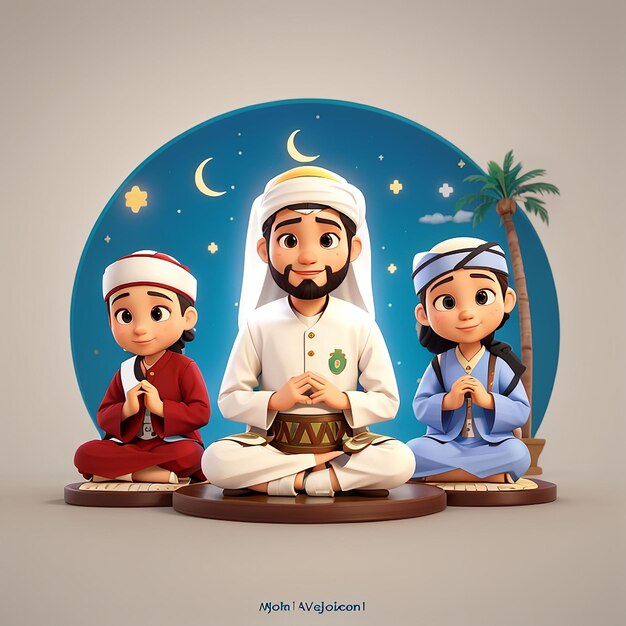 Photo icône vectorielle du tambour de bedug moslem illustration du concept de l'icône du ramadan vector plat premium isolé style de dessin animé