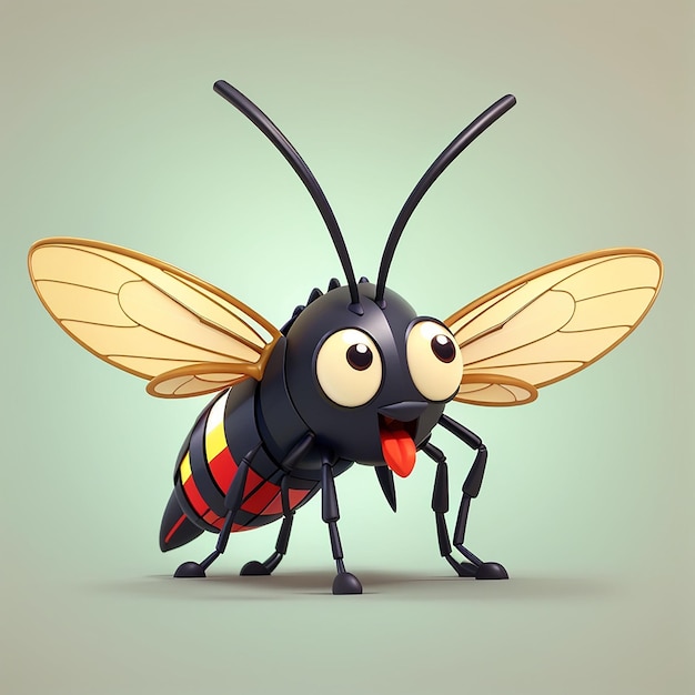 Photo icône vectorielle de moustique volant mignon illustration de l'icône de la nature animale concept de dessin animé plat vectoriel premium isolé