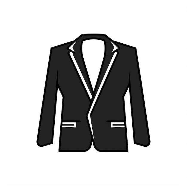 Icône de veste noire minimaliste avec logo de col blanc