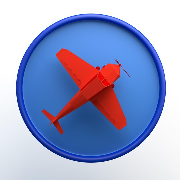 Icône de voyage avec avion sur fond blanc isolé Illustration 3D App