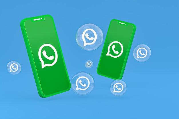 Icône Whatapps sur écran smartphone ou téléphone mobile rendu 3d sur fond bleu