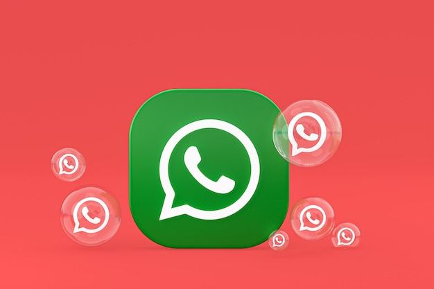 Icône Whatapps sur écran smartphone ou téléphone mobile rendu 3d sur fond rouge