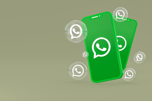 Icône Whatapps sur écran smartphone ou téléphone mobile rendu 3d sur fond vert