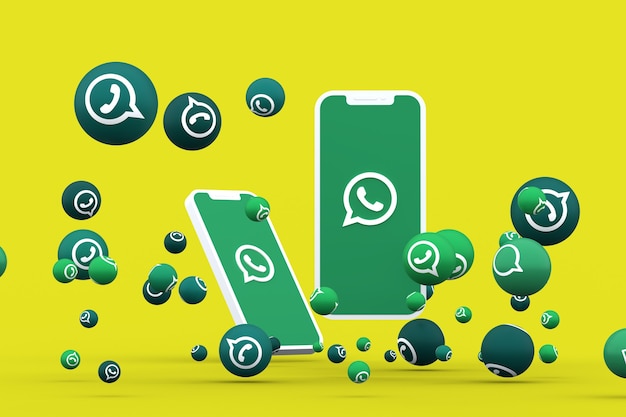 Icône Whatsapp sur écran smartphone ou mobile et réactions WhatsApp