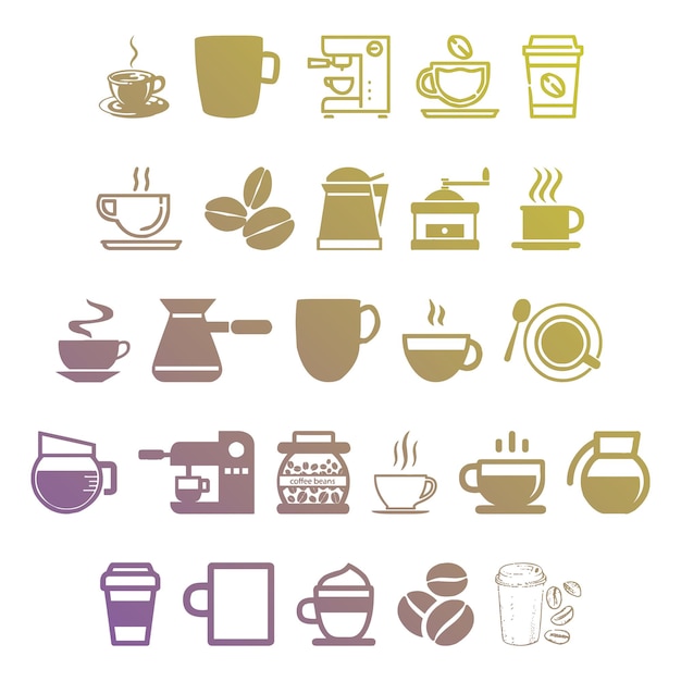 icônes de café éléments effet de gradient photo jeu vectoriel jpg