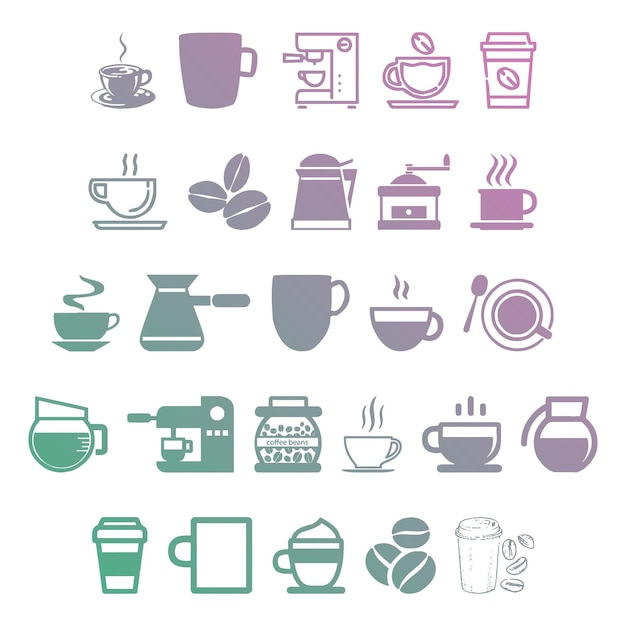 icônes de café éléments effet de gradient photo jeu vectoriel jpg