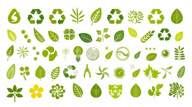 icônes d'écologie sur une illustration de fond beige