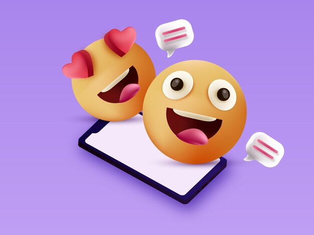 Photo les icônes emoji 3d avec une vue mobile isométrique