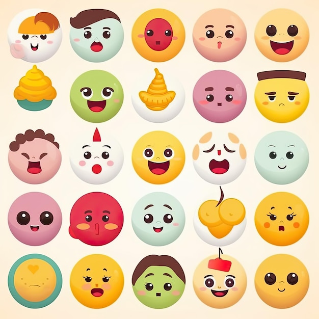 icônes emoji collection d'art d'illustration ensemble de clipart icône pastel découpage de recueil de morceaux