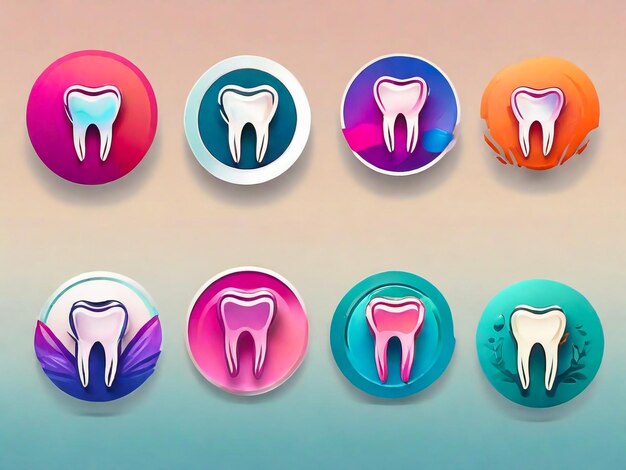 Photo les icônes des ensembles de soins dentaires