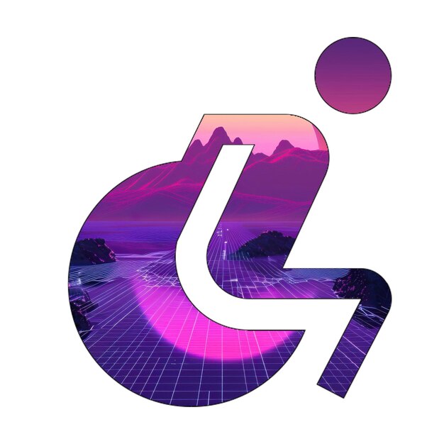 Photo icones d'image fauteuil roulant mouvement 80s formes géométriques