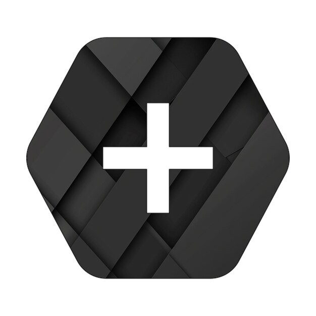 Les icônes d'image plus l'hexagone rectangle noir arrière-plan
