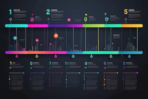 Photo icones infographiques de la chronologie de la visualisation des données commerciales conçues pour le modèle d'arrière-plan abstrait élément d'étape technologie de processus de diagramme moderne