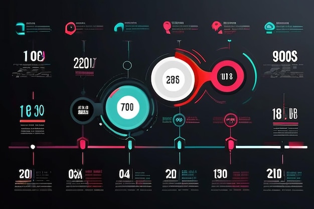 Photo les icônes infographiques de la chronologie de la visualisation des données commerciales conçues pour le modèle d'arrière-plan abstrait