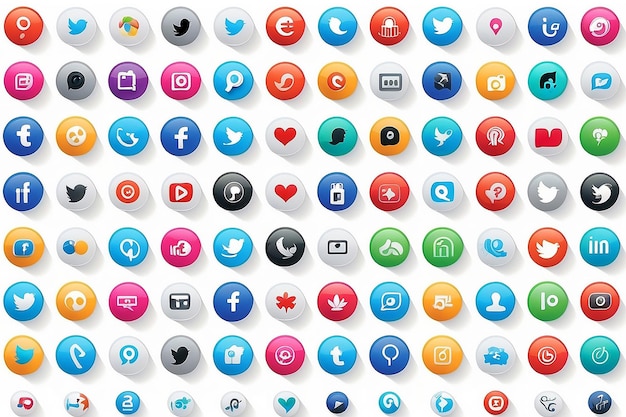 Photo icones de médias sociaux sur fond blanc