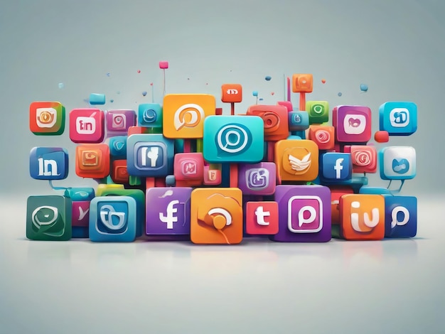 Les icônes des médias sociaux sont les icônes 3D de Facebook, Instagram, YouTube, WhatsApp et Twitter.