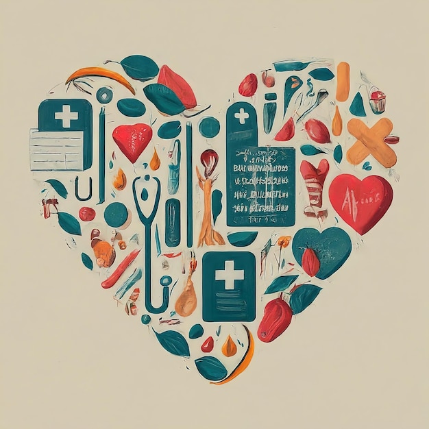 Photo icônes médicales en forme de cœur