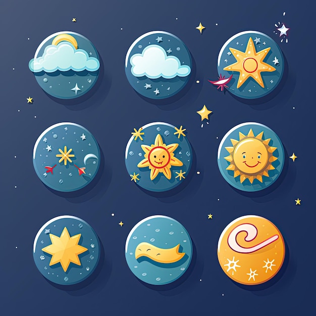 Photo icones météo icones représentant diverses conditions météorologiques telles que la pluie solaire et les flocons de neigegénérées avec l'ia