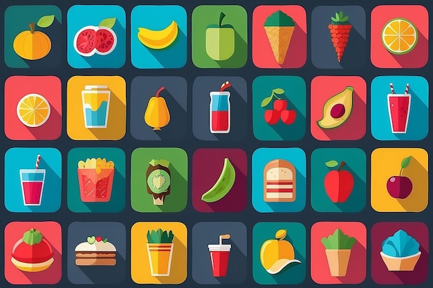 Photo icones de la nourriture et des boissons