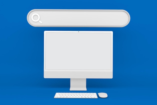 Icônes PC et site Web recto sur fond bleu