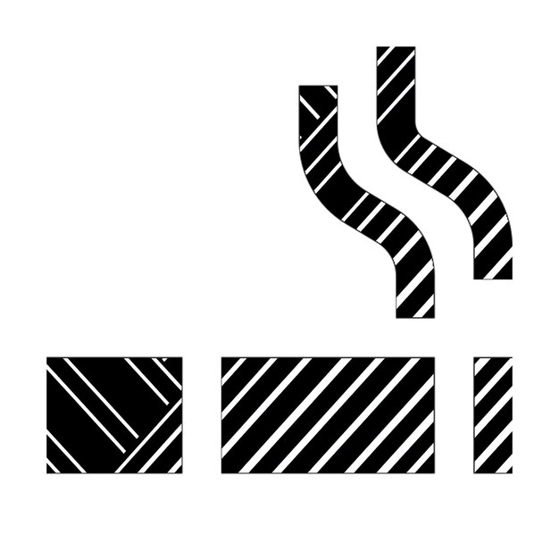 icônes de photo icône de fumeur lignes diagonales blanches et noires