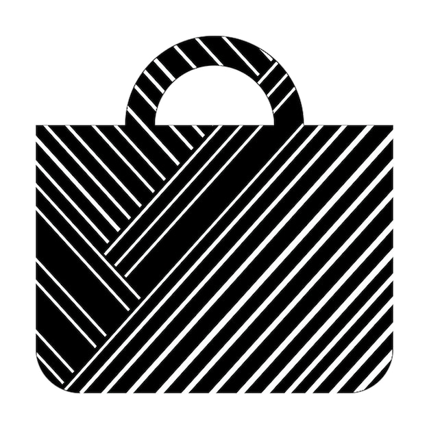 icônes de photo icône de sac à shopping lignes diagonales blanches et noires