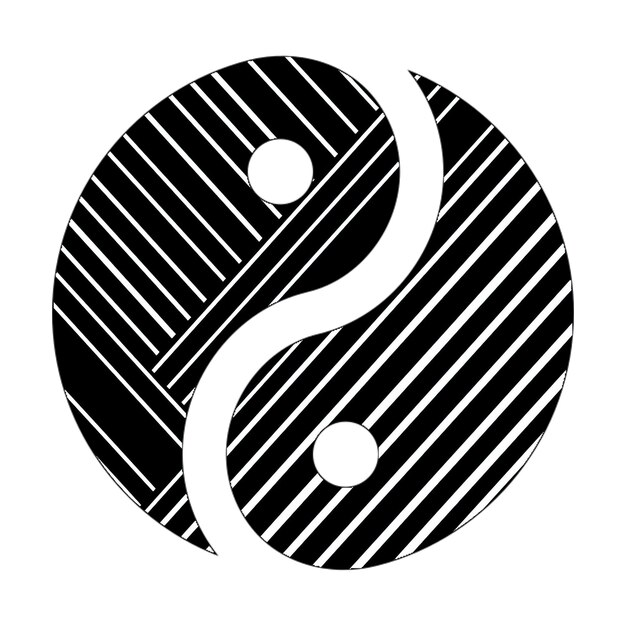 Photo icônes photo icône yin yang lignes diagonales noires et blanches